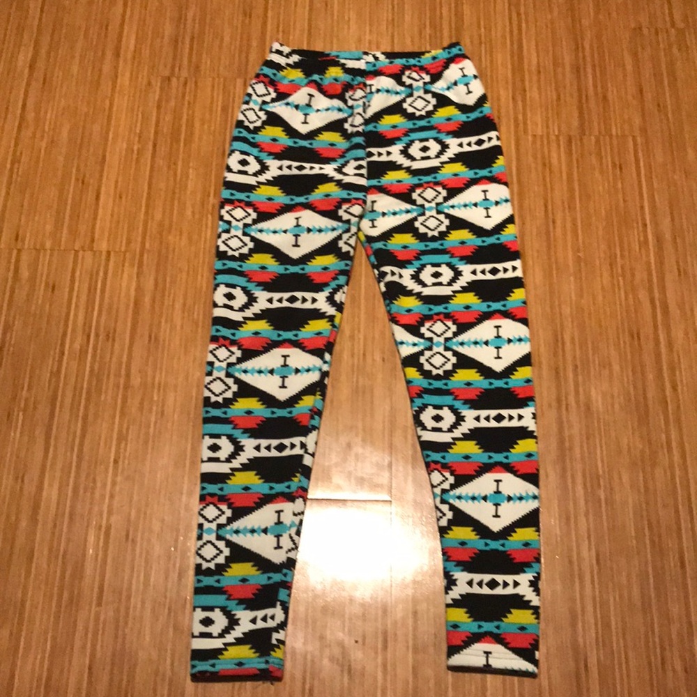 Aztec print fleece leggings
